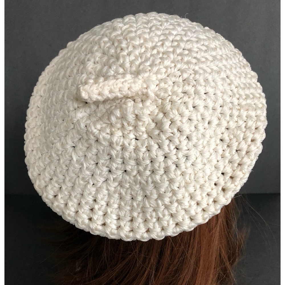 Boston Proper vintage 80s crochet White rayon, beret. OS